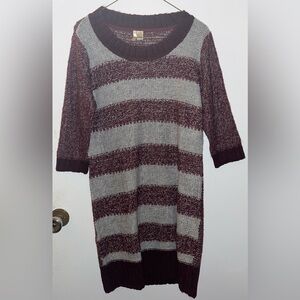 “Ripe” burgundy and grey knit sweater dress
